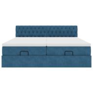 Османска легло с матраци, тъмносиньо, 160x200 см, кадифе