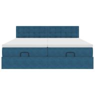 Османска легло с матраци, тъмносиньо, 160x200 см, кадифе