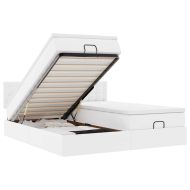 Османска легло с матраци&LED, бяло, 200x200 см, изкуствена кожа