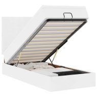 Османска легло с матрак&LED, бяло, 100x200 см, изкуствена кожа