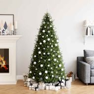 Комплект коледни топки от 111 части, бяло и сиво, полистирен