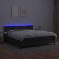 Боксспринг легло с матрак и LED черно 180x200см изкуствена кожа