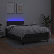 Боксспринг легло с матрак и LED, черно, 120x190 см, еко кожа