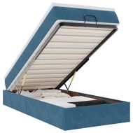 Османска легло с матрак, тъмносиньо, 90x190 см, кадифе