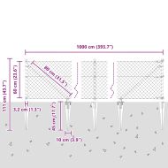 Стълб за ограда. Сребрист 10 x 0,6 м (мрежа 40 x 40 мм) Стомана
