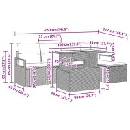 Градински Софа Комплект с възглавница 6 pcs Кафяво Полиратан