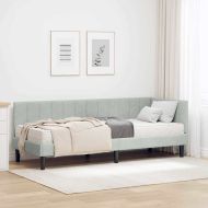 Ъглова рамка за легло с матрак с матрак 2 pcs Светлосиво Кадифе