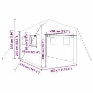 Оранжерия с поп-ъп рамка Зелен 280 x 410 x 315 см Желязо