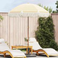 Плажен чадър Жълт и бял 160 x 160 x 196 см Полиестер и стомана