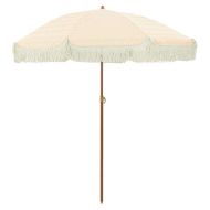 Плажен чадър Жълт и бял 160 x 160 x 196 см Полиестер и стомана