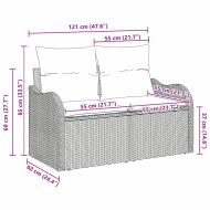 Градински диван с възглавница Бежово 121 x 62 x 69см полиратан