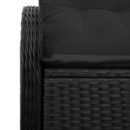 Градински диван с възглавница Черно 121 x 62 x 69см полиратан