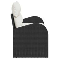 Градински диван с възглавница Черно 124 x 62 x 69 см полиратан