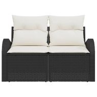 Градински диван с възглавница Черно 124 x 62 x 69 см полиратан
