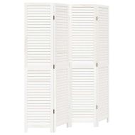 Разделител за стая, 4 панела, бял, дърво пауловния масив