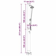 Душ на слънчева енергия за открито Черно 217 см PVC и алуминий