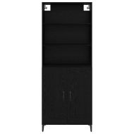 Висок шкаф 2 pcs Черен дъб Инженерно дърво