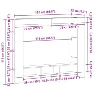 ТВ шкаф Старо дърво 152 x 22 x 113 см Инженерно дърво
