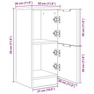 Служебен шкаф 2 pcs Черния дъб 30 x 30 x 70 см Инженерно дърво