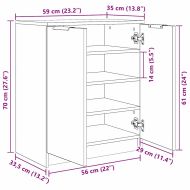 Шкаф за обувки Черния дъб 59 x 35 x 70 см Инженерна дървесина