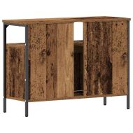 Шкаф за мивка в баня със съхранение Старо дърво 80 x 30 x 60 cm