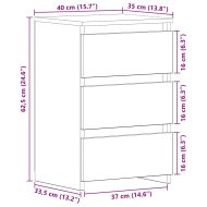 Нощен шкаф Черния дъб 40 x 35 x 62,5 см Инженерно дърво
