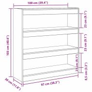 Шкаф за книги 3 нива 100 x 30 x 103 см Инженерна дървесина