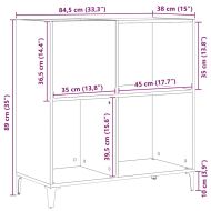 Шкаф за грамофонни плочи с рафт Черния дъб 84,5 x 38 x 89 см