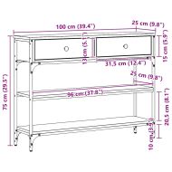 Конзолна маса Черния дъб 100 x 25 x 75 см Инженерна дървесина