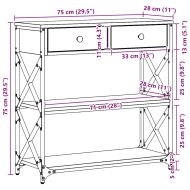 Конзолна маса с чекмедже с рафт дъб артизан 75 x 28 x 75 см