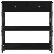 Конзолна маса Черен дъб 75 x 28 x 75 см Инженерно дърво и метал