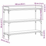 Конзолна маса с рафт със съхранение Черен дъб 100 x 30 x 80 см