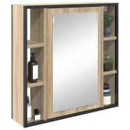 Шкаф с огледало Сонома дъб 60 x 16 x 60 см Инженерна дървесина