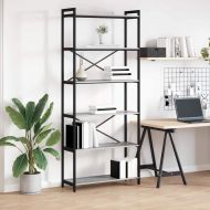 Рафт за книги Сив сонома 40 x 30 x 85 см Инженерно дърво