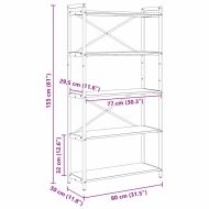 Рафт за книги Дъб 80 x 30 x 155 см Инженерно дърво