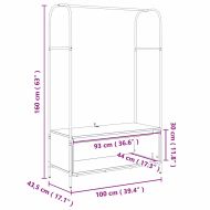 Държач за дрехи Черно 100 x 44 x 160 см Инженерно дърво