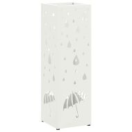 Стойка за чадър със съхранение Бяло 15,5 х 15,5 х 49 см Метал