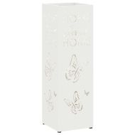 Стойка за чадър със съхранение Бяло 15,5 х 15,5 х 49 см Метал