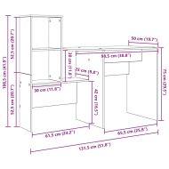 Бюро с рафт Бяло 131,5 x 50 x 106,5 см Инженерно дърво