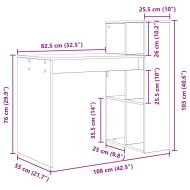 Бюро с рафт Циментено сиво 108 x 55 x 103.5 см Инженерно дърво