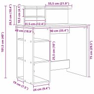Бюро с рафт Циментено сиво 90 x 48 x 101,5 см Инженерно дърво