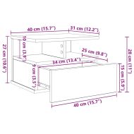 Плаваща нощно шкафче Черния дъб 40 x 31 x 28 см Инженерно дърво