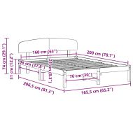 Рамка за легло с таблото Бяло 160 x 200 cm Солидно борово дърво
