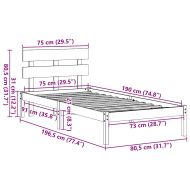 Рамка за легло Бяло 75 x 190 cm Масивна борова дървесина