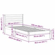 Рамка за легло с таблото Кафяво с восъчно покритие 80 x 220 cm