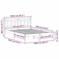 Рамка за легло Бяло 135 x 190 cm Солидно борово дърво