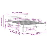 Рамка за легло с таблото Бяло 140 x 200 cm Солидно борово дърво