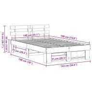 Рамка за легло с таблото Бяло 140 x 190 cm Солидно борово дърво