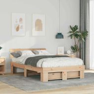 Рамка за легло Кафяво 135 x 190 cm Солидно борово дърво