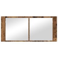 LED Огледало за Съхранение Старо дърво 100 x 12 x 45 см